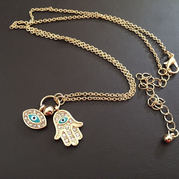 Fatima Palm kaulakoru Evil Eye Hamsa käsiketju riipus korut Gold