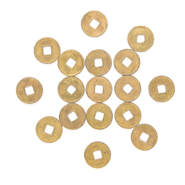 100 stk. Mini 10 mm Feng Shui Lykke Mønter Zink Legering Qing Dynas