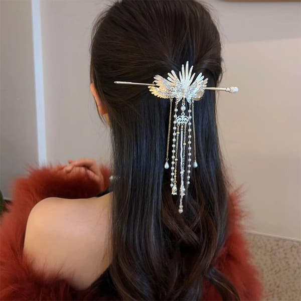 Luksuriøse hodeplagg Angel Wing Tassels Hårpinner Kvinner Hårtilbehør