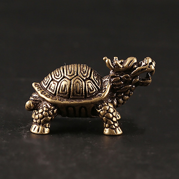3D Messing Dragon Turtle Casting Statue Mini Animal Metal Figurin