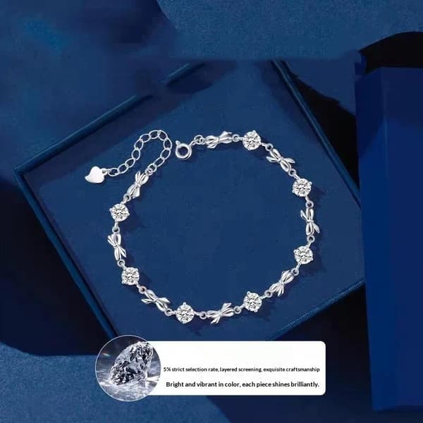 1 st silverrosettarmband med glänsande kubisk zirkonia justerbart C