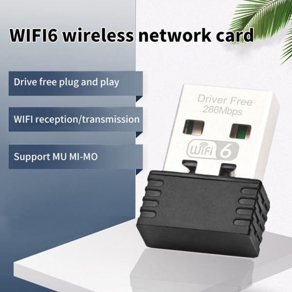 Mini WIFI 6 USB netværkskort 802.11ax 286M 2,4GHz Wi-Fi Lan Ada USB Adapter