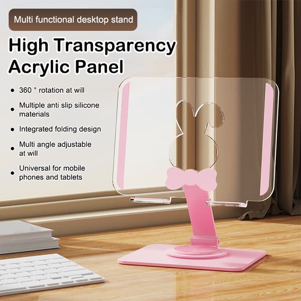 Klar Akryl 360° Roterbar Tablet Stand Foldbar Desktop Telefonholder A1