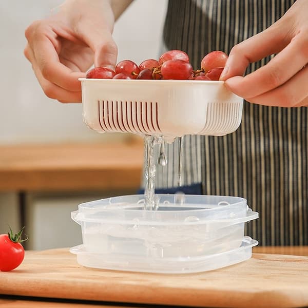 Förvaringslåda Ris Frukt Konserveringsbehållare Mikrovågsugn H White