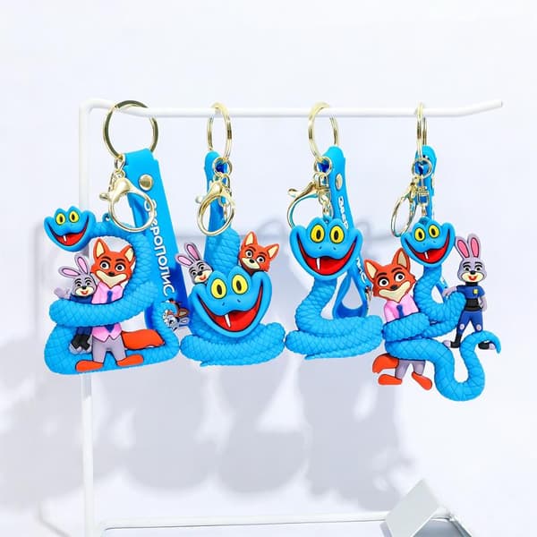 1/4 st tecknad Zootopia Gary nyckelring Kawaii blå orm PVC C A2