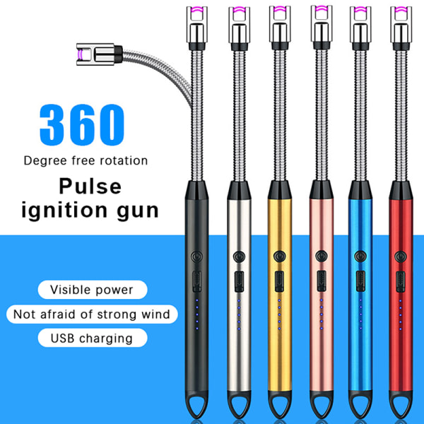 USB Touch Lighter Arc Pulse Ignition Vindtett Lighter For Kit Red