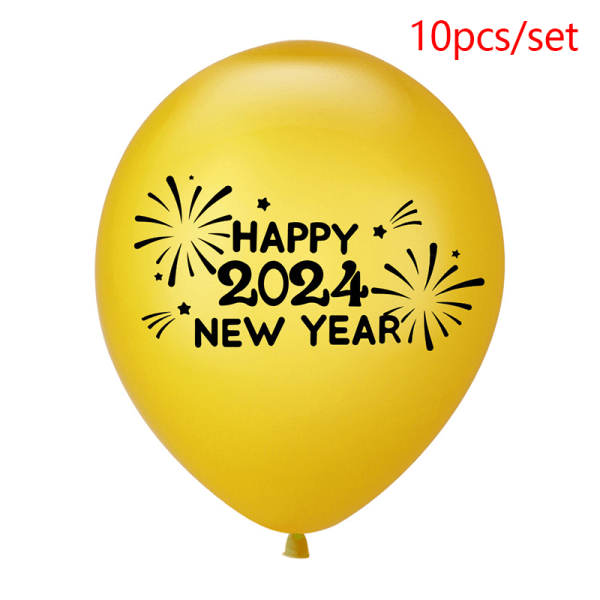 10 stk 2024 nytårs festdekoration Sort guld balloner Glad Gold