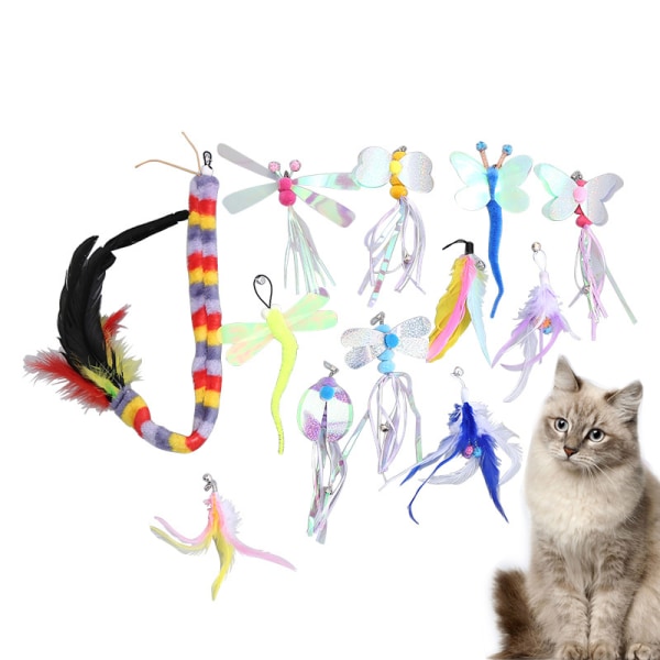Cat Feather Toys Stick Replacement Head Interactive Teaser Cat 6