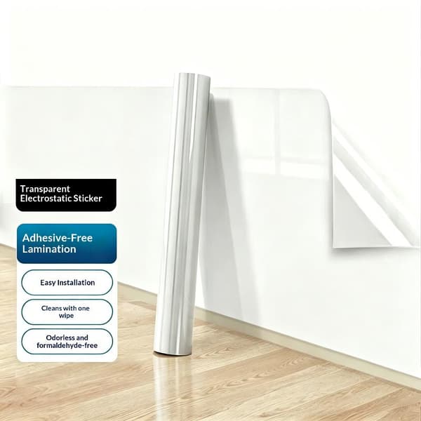 Statisk klamrande transparent väggskydd, limfritt, ingen vägg D 90cm×5m