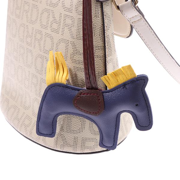 Håndlaget PU skinn hest nøkkelring Dyr for kvinner Bag Keychai Green