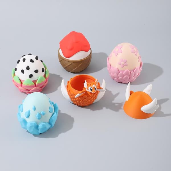 3D-printet e og Silly Dragon Fruit Drage og Drageegg Plas A2