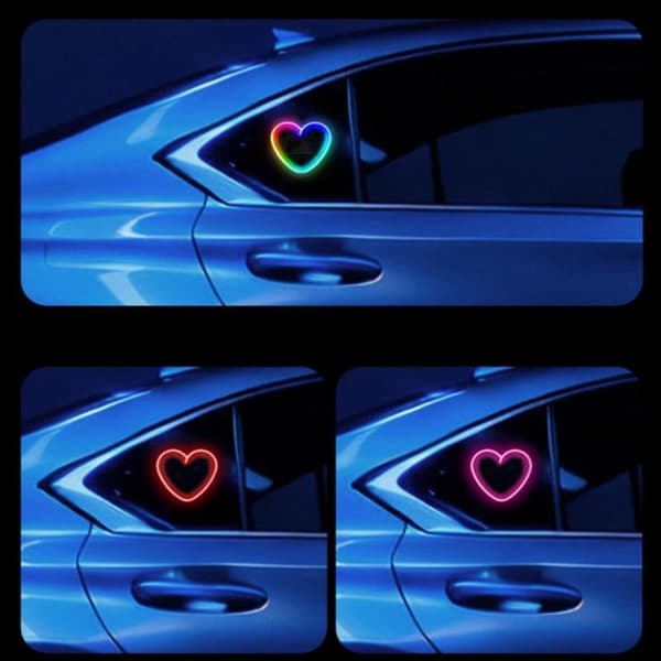 1 sett solcelledrevne LED-neonlys hjerteformet ledningsfritt A6