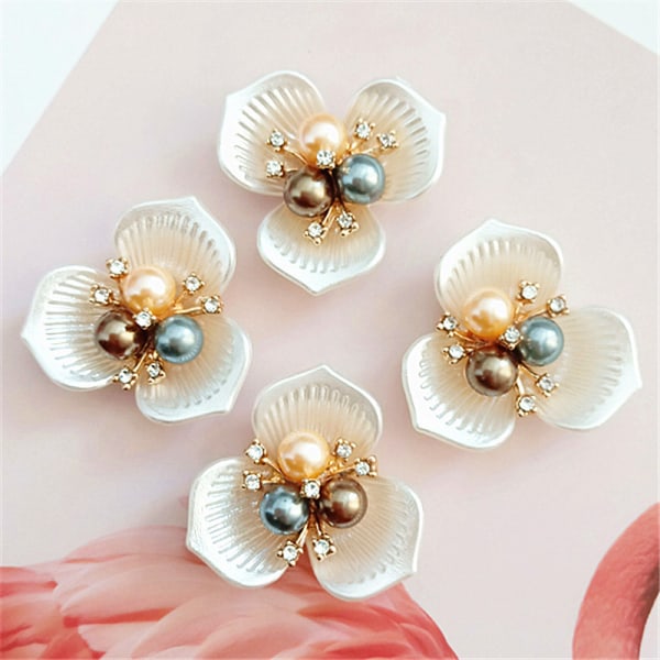 2 STK Blomsterperle Rhinestone Knapper Håndværk Tøj Legering Metal A3