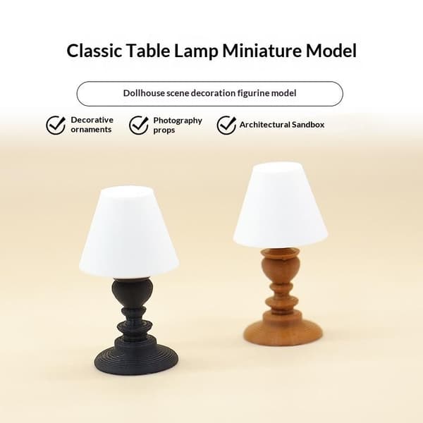 Mini klassisk bordlampe modell dukkehus dekor bygning sand T B
