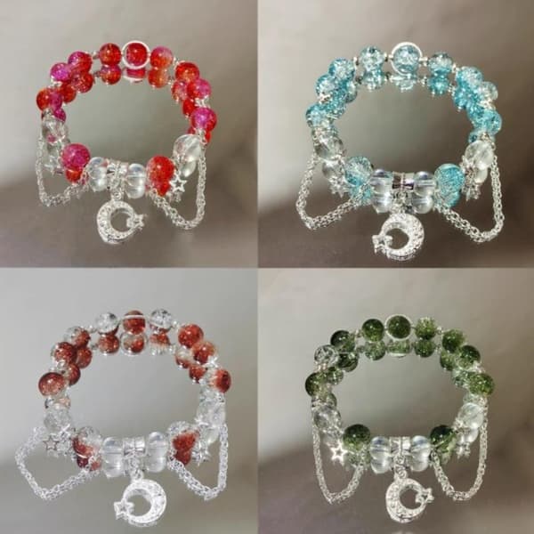 Moderigtigt Gradient Krystal Farverig Måne Sommerfugl Kvast Armbånd A2