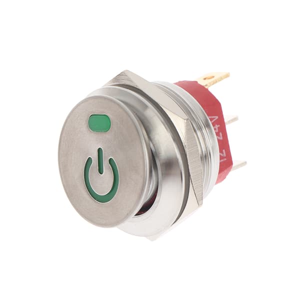 22MM Vippebryter i rustfritt stål 12-24V/20A Vippebryter 220 Green