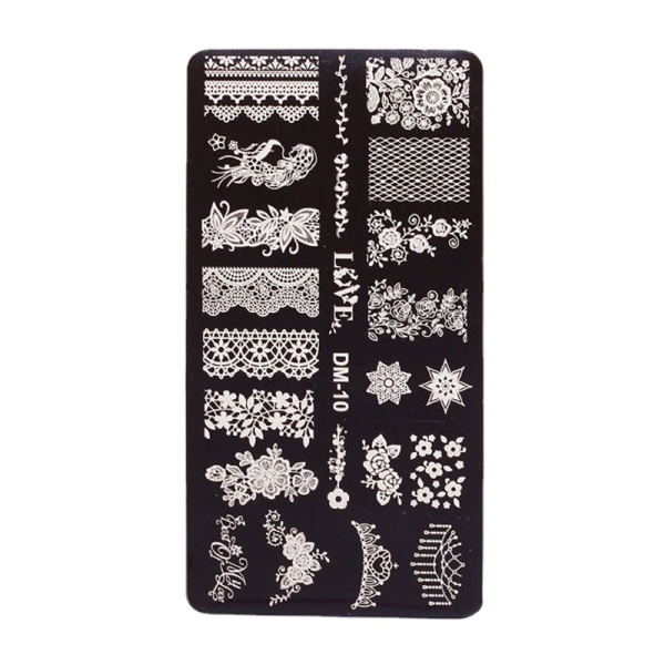 Nail Stamping Plates Utskrift Stencil Manicuring Art Stamp Temp DM10