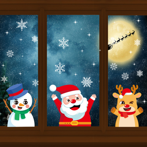 Christmas Window Stickers Santa Claus DIY Wall Decal 2023 Ornam A-3pcs