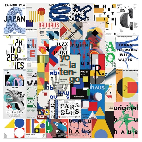 40PCS/set Bauhaus Avantgarde Konstaffisch Målning Cool Graffiti Multicolor