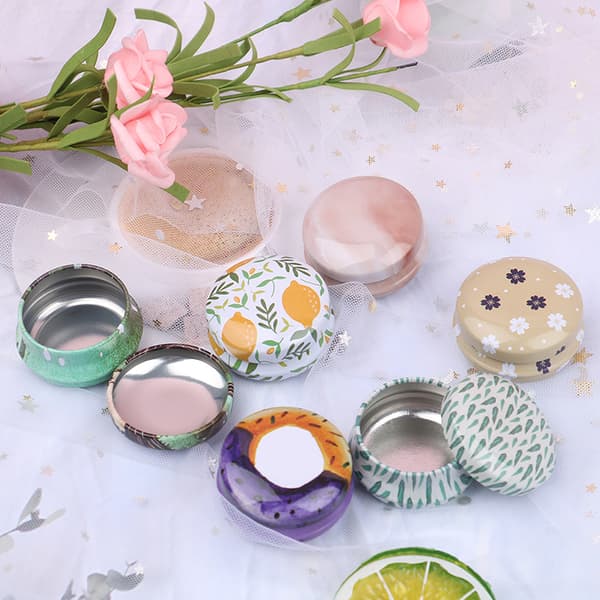 1PC/12Pcs Mini Elegant Flower Plåt Box DIY Ljusburk Balm Rund 12Pcs A
