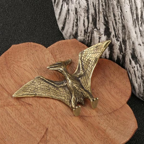 1 stk. massiv messing Jurassic Pterosaur Miniatyrstatue Kontorbord
