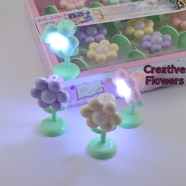 Mini Blomst LED Nattlys e Blomster Bordlampe Mykt Varmt Lys