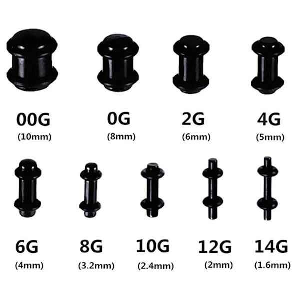 36 kpl Akryylikorvamittarin venytyssarja Black