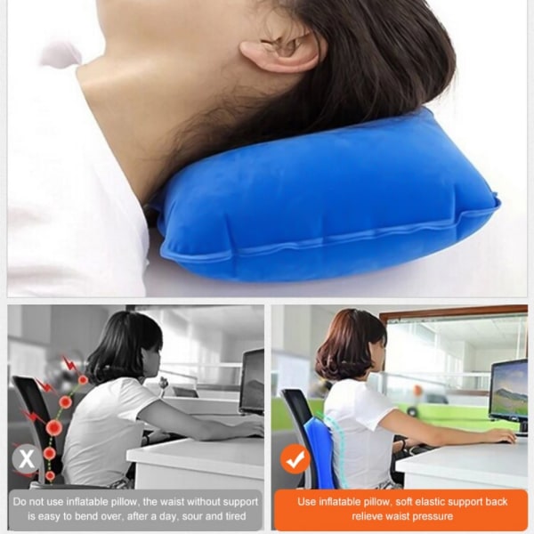 PVC bærbar ultralette oppblåsbare luftputer Nakkestøtte Hea Blue