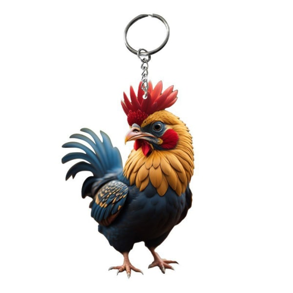Cartoon Animal Chicken Rooster Series Pendant akryl nøkkelring A1