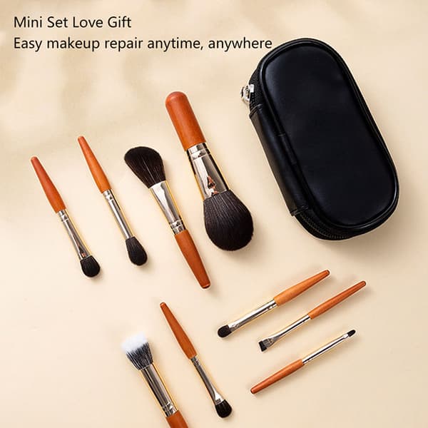 9 stk Protable Makeup Brushes Set Mini Blush Kosmetisk øyenbryn Ey Box