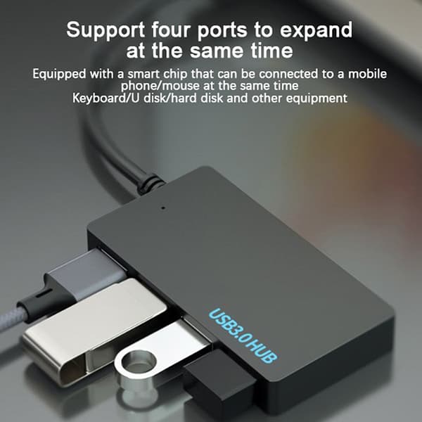 USB Hub USB 3.0 4 Port Typ C HUB Höghastighetsdatakabel Konvertera USB