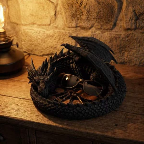 3D-printet drageformet bakke Black