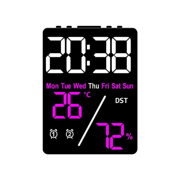 Digital väckarklocka TEMP Luftfuktighet Datum Vecka Display 2 Larm Snooze A6