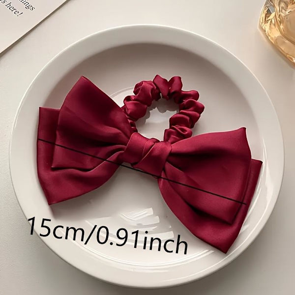 Fransk rosett scrunchie elastisk hårband elegant satin hårband Beige