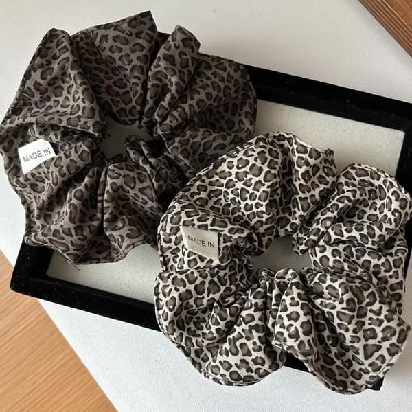 1 st Leopardmönstrad Oversized Scrunchie för kvinnor Elastisk Stor H A6