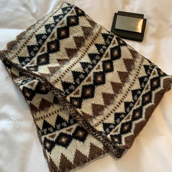 Vinter Jacquard Strikket Skjerf for Kvinner Retro Tykkere Varm Ull A4