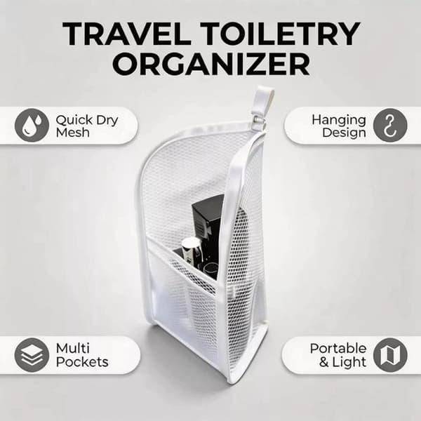Vattentät Självstående Necessär Stor Kapacitet Multi Mesh White
