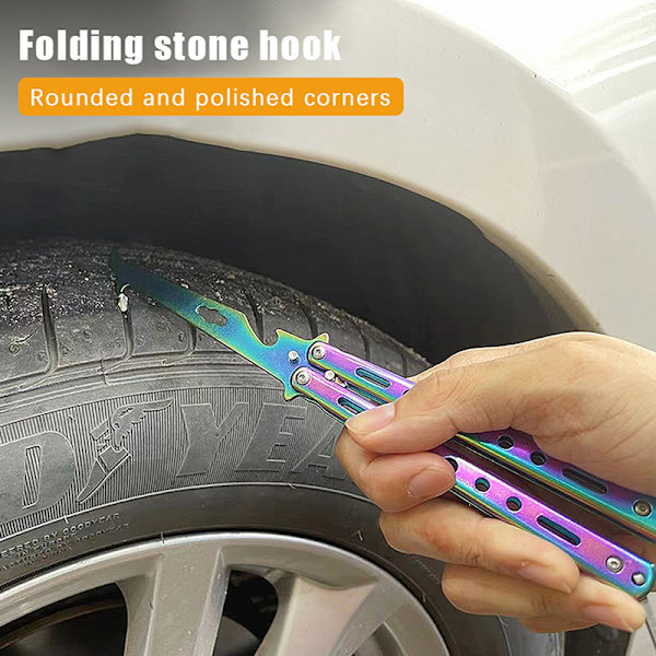 1 stk. foldbar dækrensekrog motor dækstenrenser sten Multicolor
