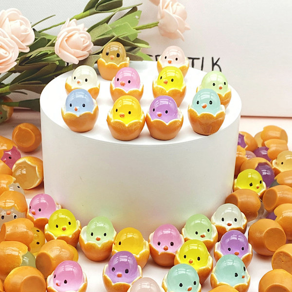 20 stk påskeegg skall kylling mikro landskap dekorasjoner glødende 20PCS