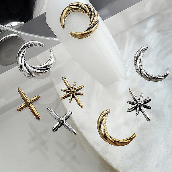 10 stk Star And Crescent Nail Charms Til Nail Art 3d Jewelrys Mo 0692