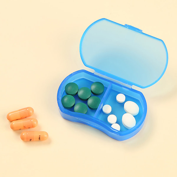 2-roms Pill Organizer Bærbart reisepilletui Dust-Pro Blue