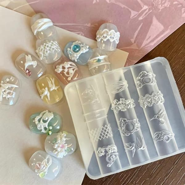 3D Sløyfe Silikon Negleform Blandet Form Sløyfe DIY Manikyr Kunst A2
