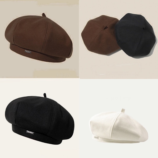 Kvinner S Allsidig Beret Vår Sommer Høst Vinter Hatt Mote Black