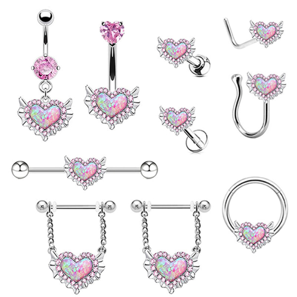 1 st Sweet Heart-formad navel Ringar Nipple Rings Lip Nails A1