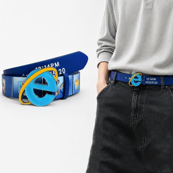Retro-tema bælte med klassisk logo-spænde til cosplay og 90'er-fester A1
