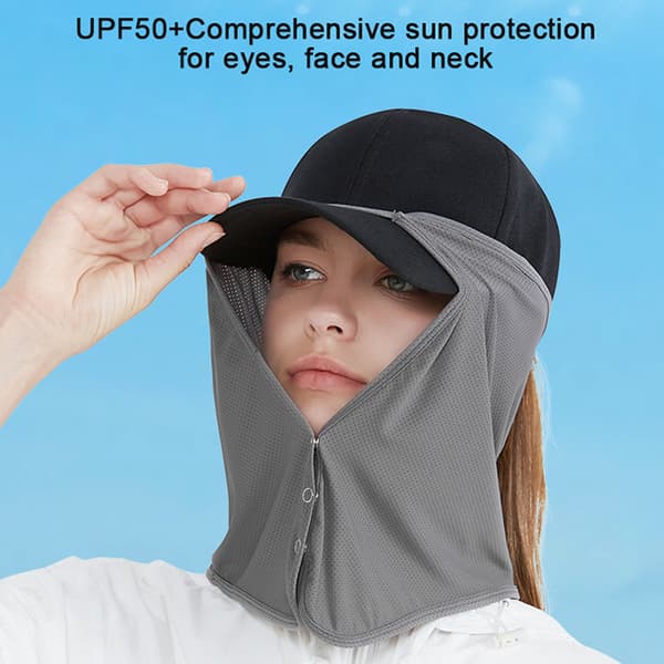 Snabbtorkande cap Face Neck Cap UV-skydd Black