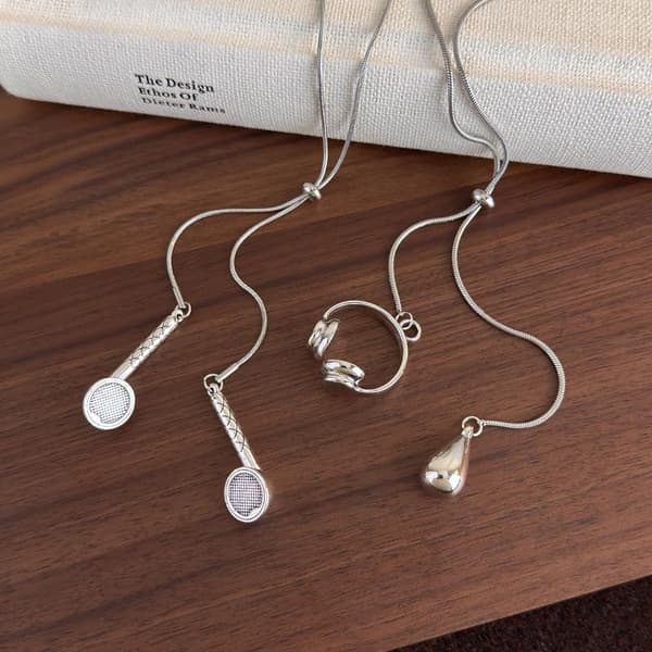 Silver Hörlurar Vattendroppe Hängsmycke Halsband Lång Utdragbar S A2