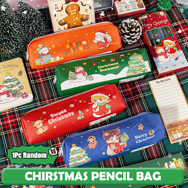 Kawaii Julpennfodral Stor Kapacitet Pennförvaringsväska 1pc random