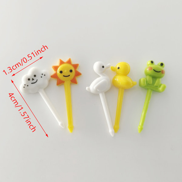 8 stk Animal Sun Cake Frugt Fork Grade Plastic Mini Cartoon Kid