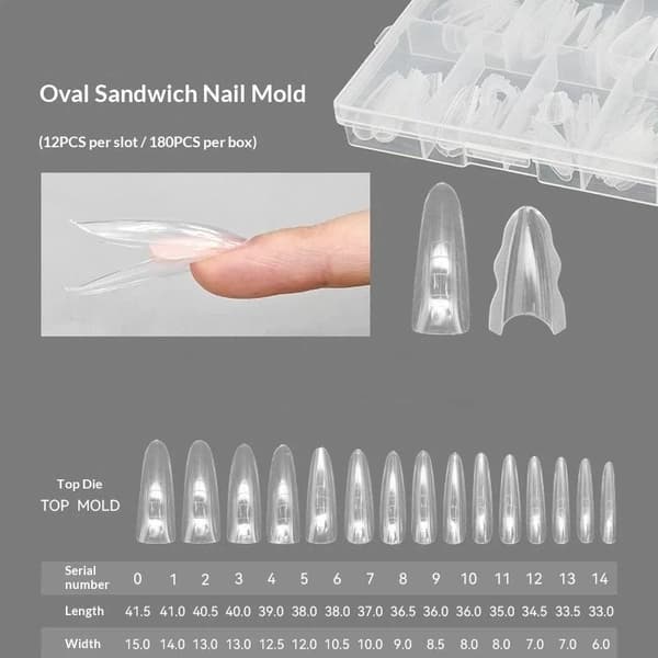180 st Sandwich Dual Nail Forms 15 storlekar förlängningar - Dual Forms T A2